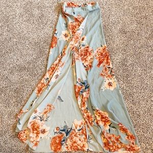 High Waist Floral Wrap Skirt
